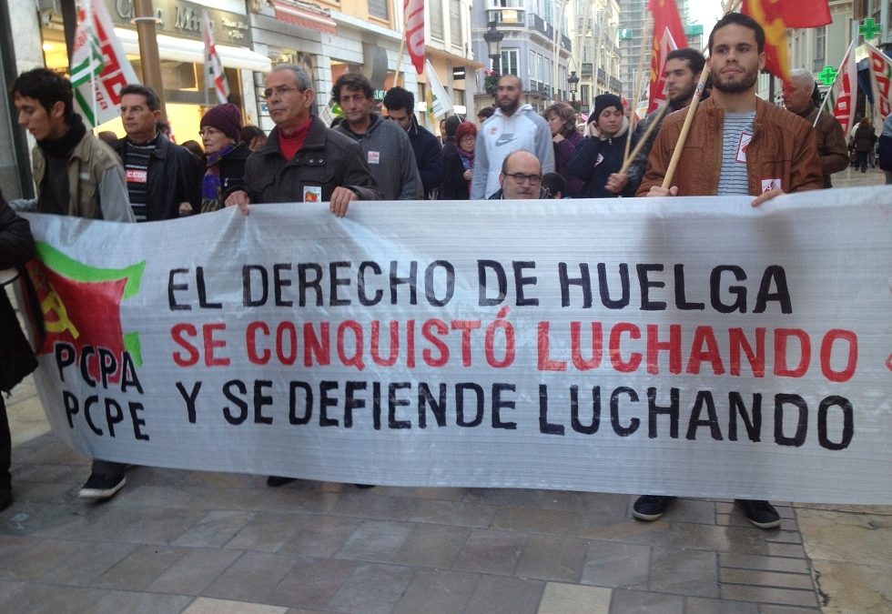 Manifestación en Málaga en Defensa de los Derechos Sindicales.