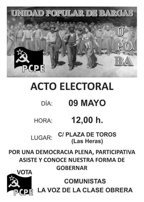 Inicio de la campaña electoral del PCPE y Actos Electorales en barrios de Bargas