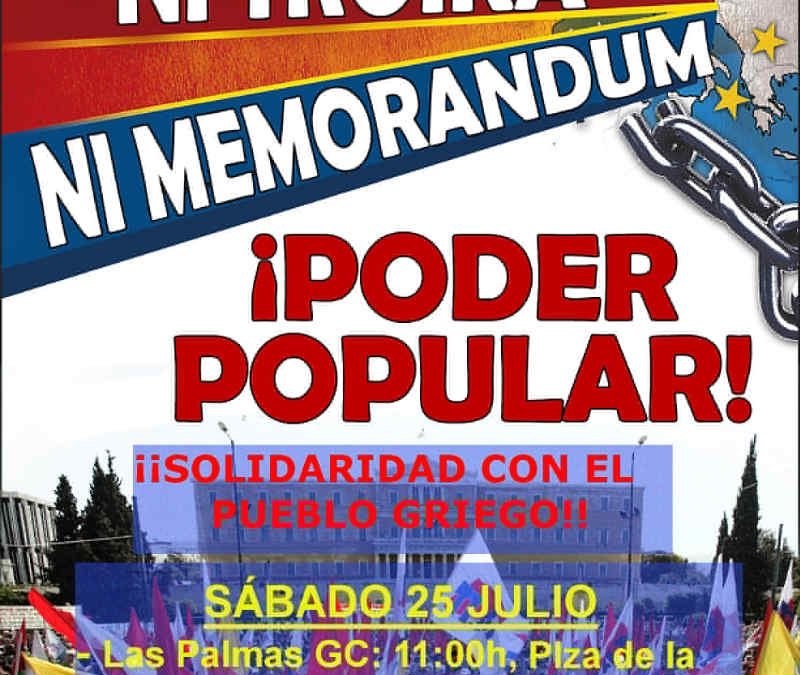 Sábado 25 julio – Concentraciones Solidaridad con el pueblo griego – Canarias