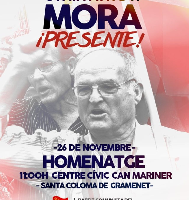 Activitats del PCPC pel 26 de novembre: homenatge al camarada Mora i acte del 99 aniversari de la Revolució Soviètica