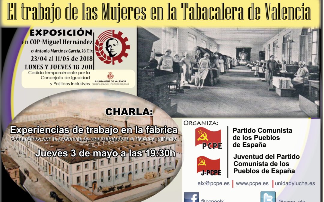 Exposición y charla sobre «El trabajo de las mujeres en la tabacalera de Valencia» en Elx