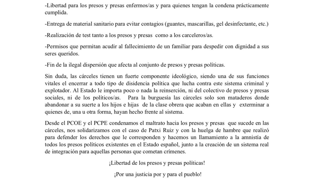 Ni un preso político más en el estado español