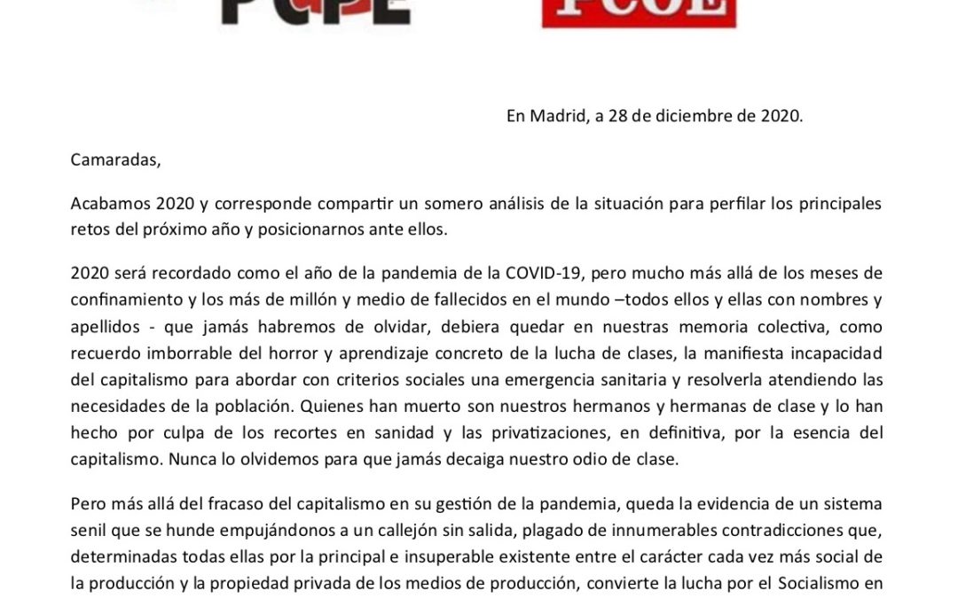 Por un año 2021 de lucha y de victorias: “Si el presente es de lucha, el futuro es nuestro”