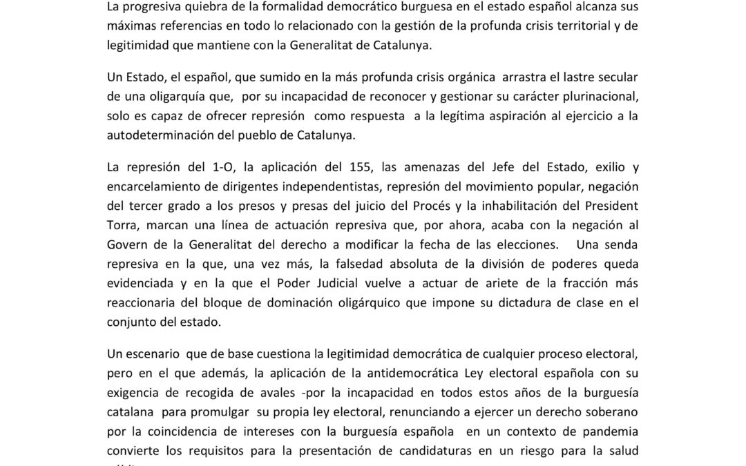 Sin libertades y sin salud no hay elecciones democráticas