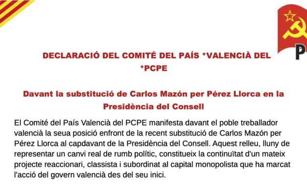 [País Valencià] Davant la substitució de Carlos Mazón per Pérez Llorca en la Presidència del Consell